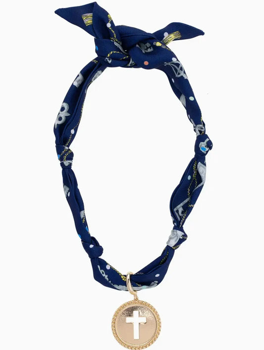 Elodie Navy Scarf Necklace