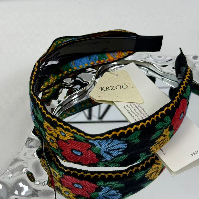 Embroidered flower headband