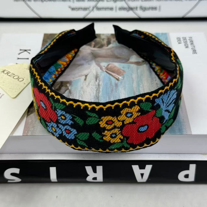 Embroidered flower headband