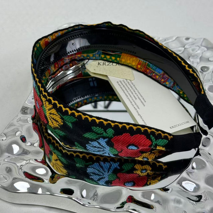Embroidered flower headband