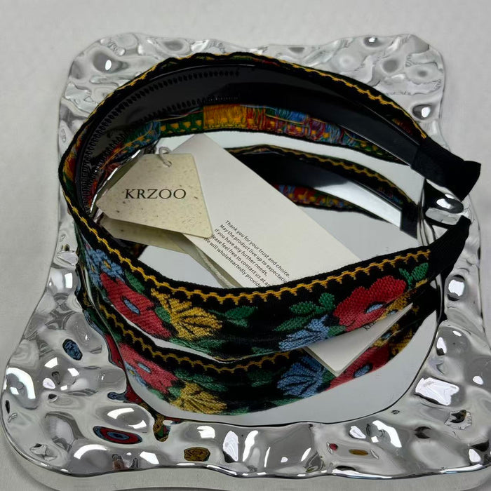 Embroidered flower headband