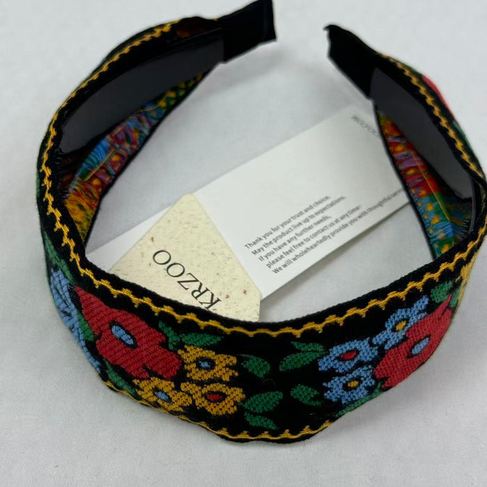 Embroidered flower headband