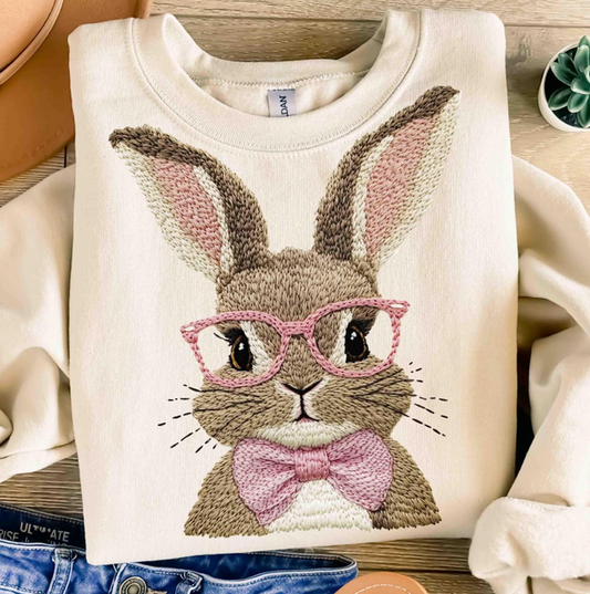 Embroidery Bunny Sweatshirt or Tee