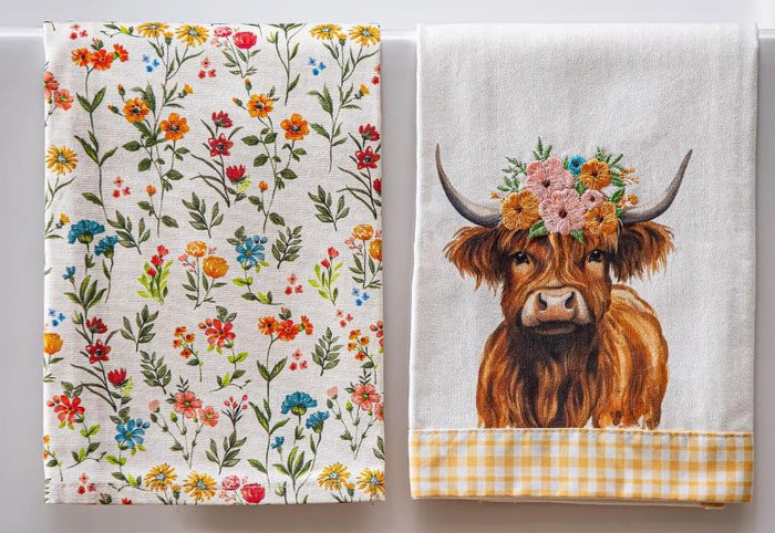 Farm Highland Cow Tea Towel