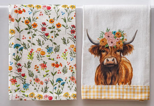 Farm Highland Cow Tea Towel