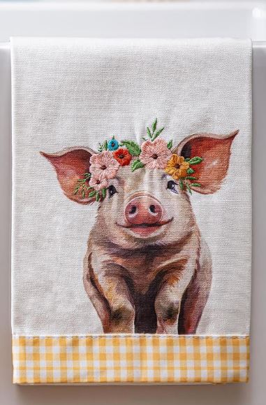 Farm Pig Tea Towel