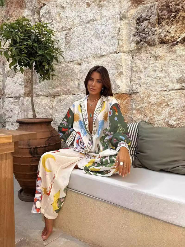 Fashionable Vacation Pant And Shirt Set