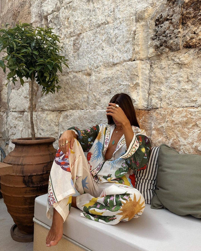 Fashionable Vacation Pant And Shirt Set