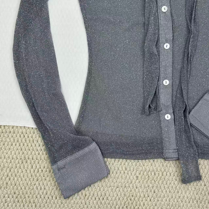 Fine mesh long-sleeved top