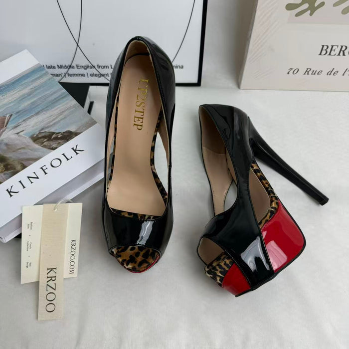 Fish-mouth thick waterproof platform shoes