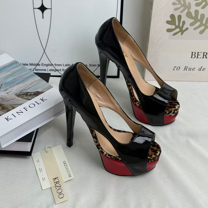 Fish-mouth thick waterproof platform shoes