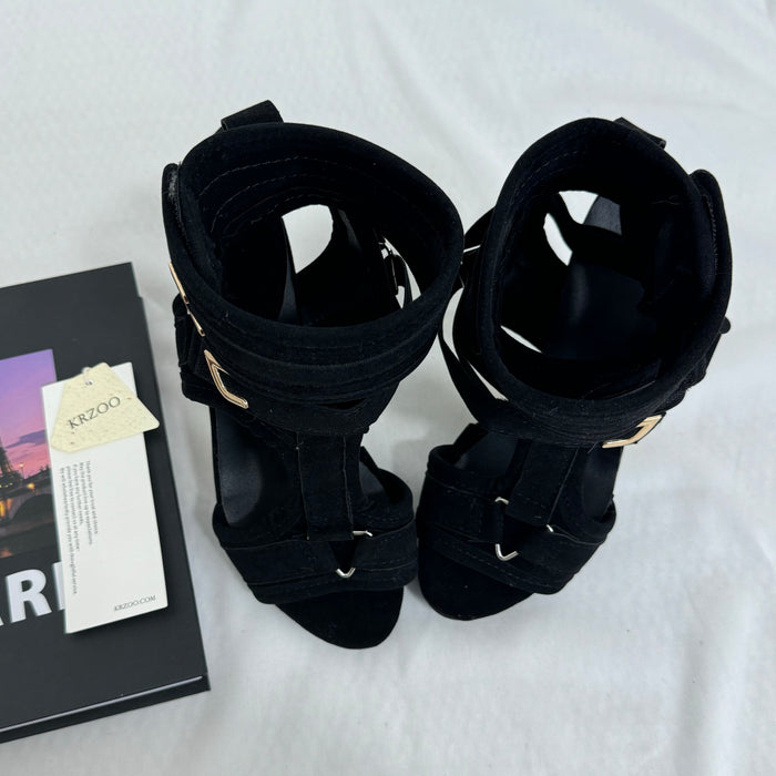 Fish-mouth velcro slip-on sandals