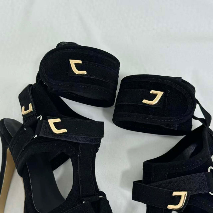 Fish-mouth velcro slip-on sandals