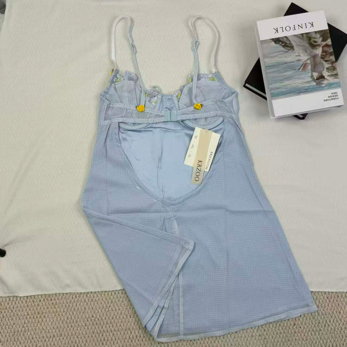 Floral embroidered lace satin bandeau dress