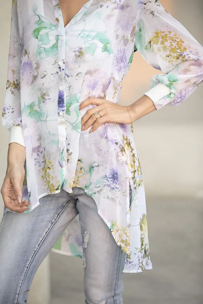 FLORAL HI-LOW SHIRT