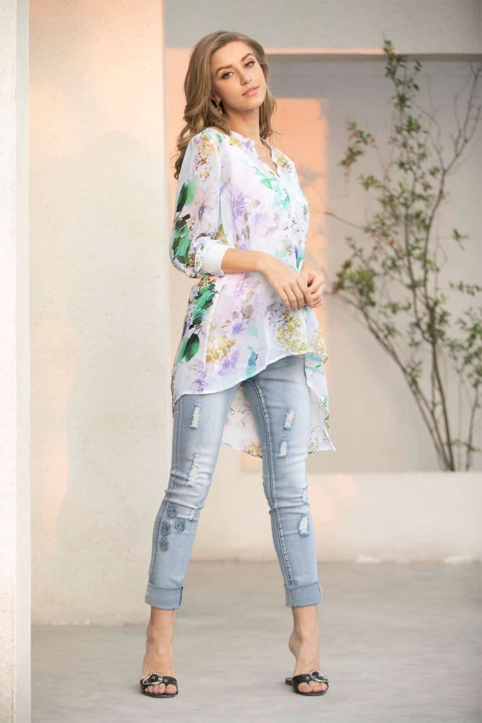 FLORAL HI-LOW SHIRT