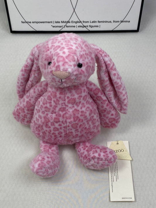 Floral-patterned rabbit fur plush comfort doll