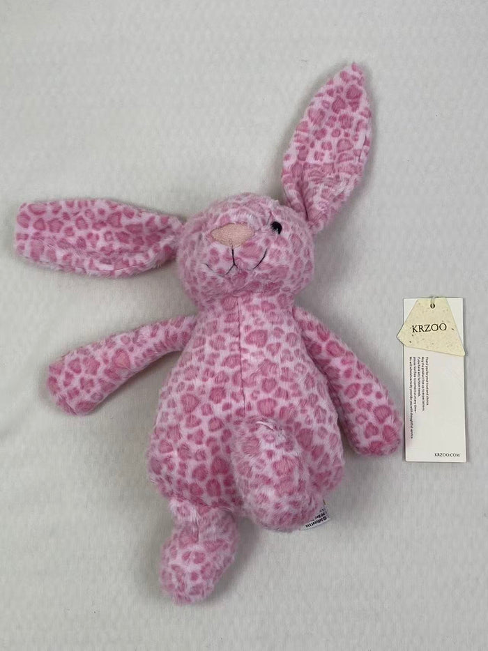 Floral-patterned rabbit fur plush comfort doll
