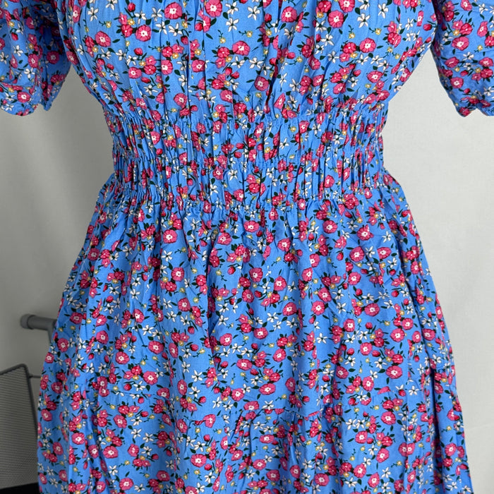Floral Print Fitted Waist Long Dress