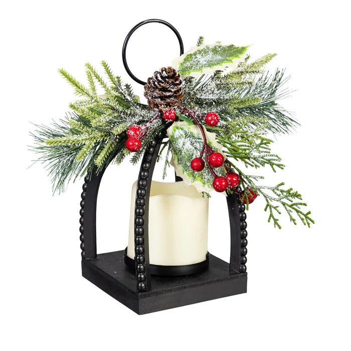 Floral Table Decor Artificial with LED Lantern