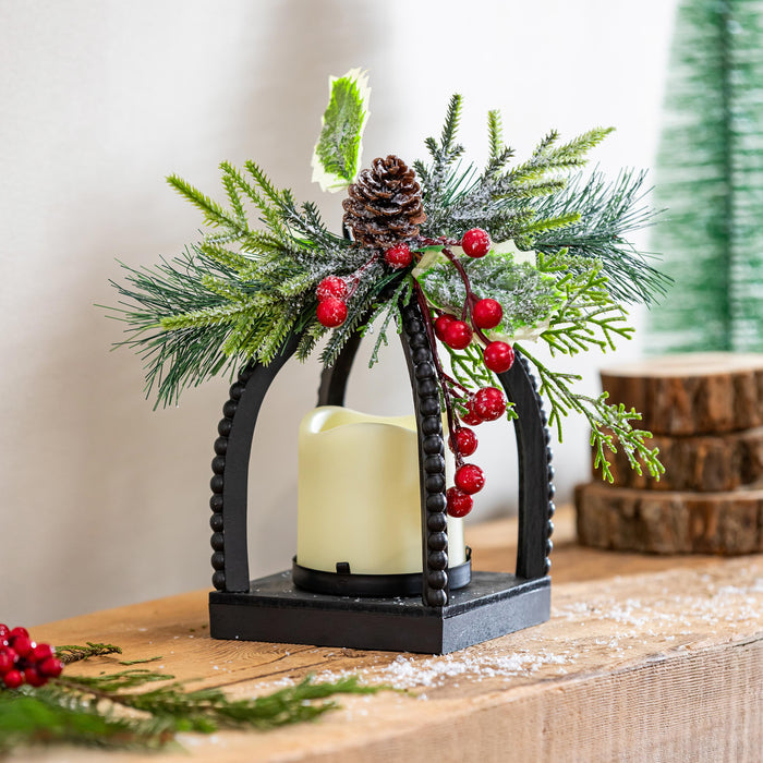 Floral Table Decor Artificial with LED Lantern