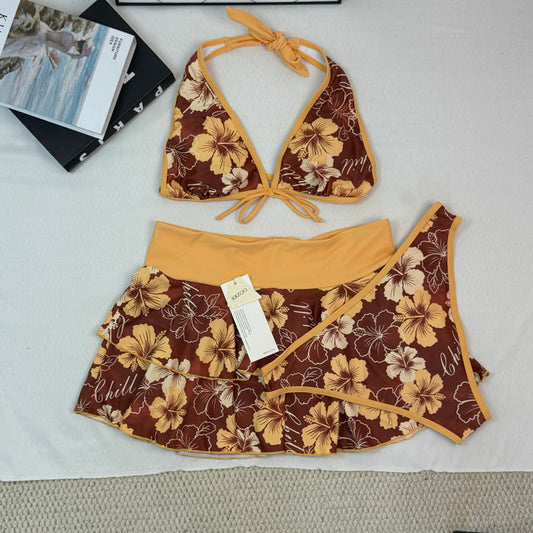 Floral three-piece swimsuit