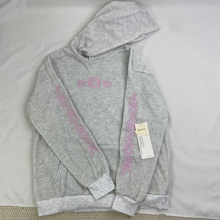 Flower embroidery long-sleeved casual hoodie