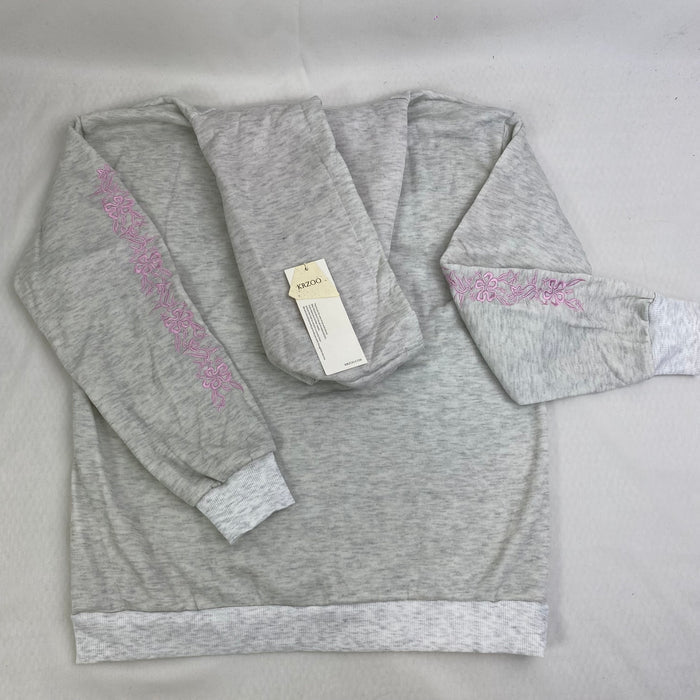 Flower embroidery long-sleeved casual hoodie