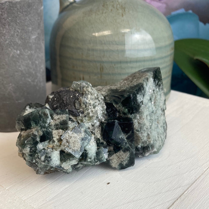Fluorite w/ Galena Specimen-Diana Maria Mine, England 4"w x 2"h
