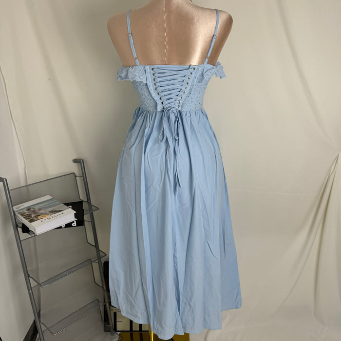 French-Style Belted Slit Dress