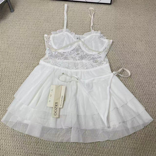 French-style lace halter dress set