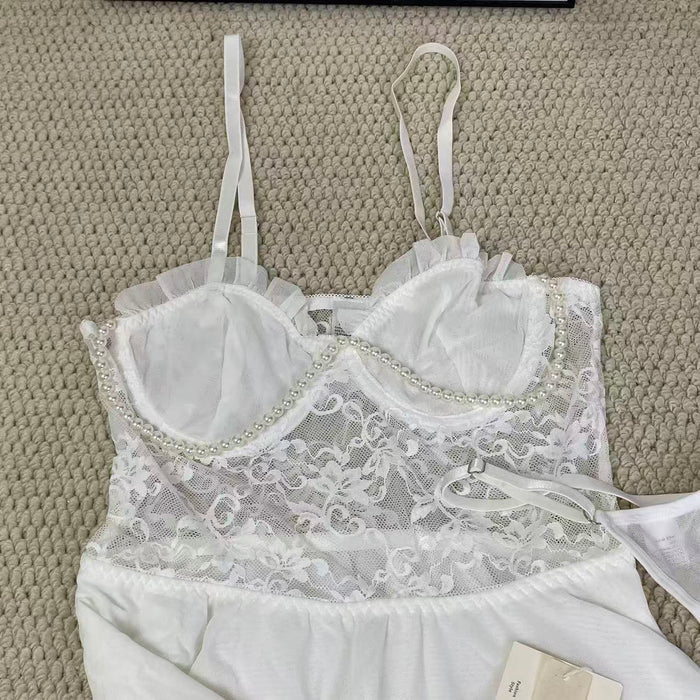 French-style lace halter dress set