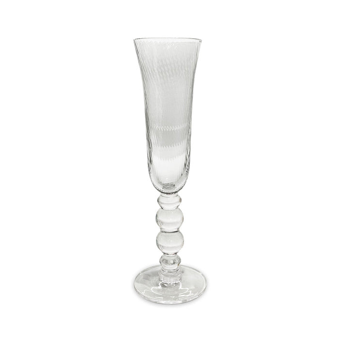 Beatriz Ball Glass French Swirl Champagne Flute — Single clear flute isolated on white