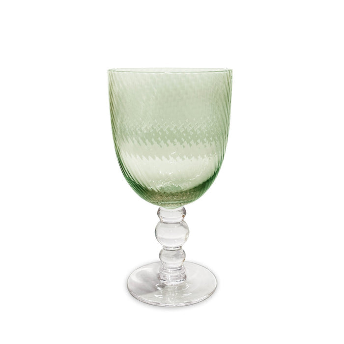 Beatriz Ball Glass French Swirl All Purpose — Single green all-purpose goblet isolated on white