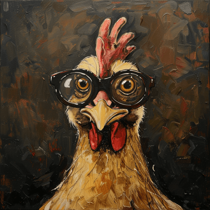 Funny Chicken in Sunglasses "8x8" Art Print