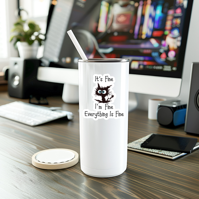 Funny Everything Is Fine Cat Vinyl Sticker