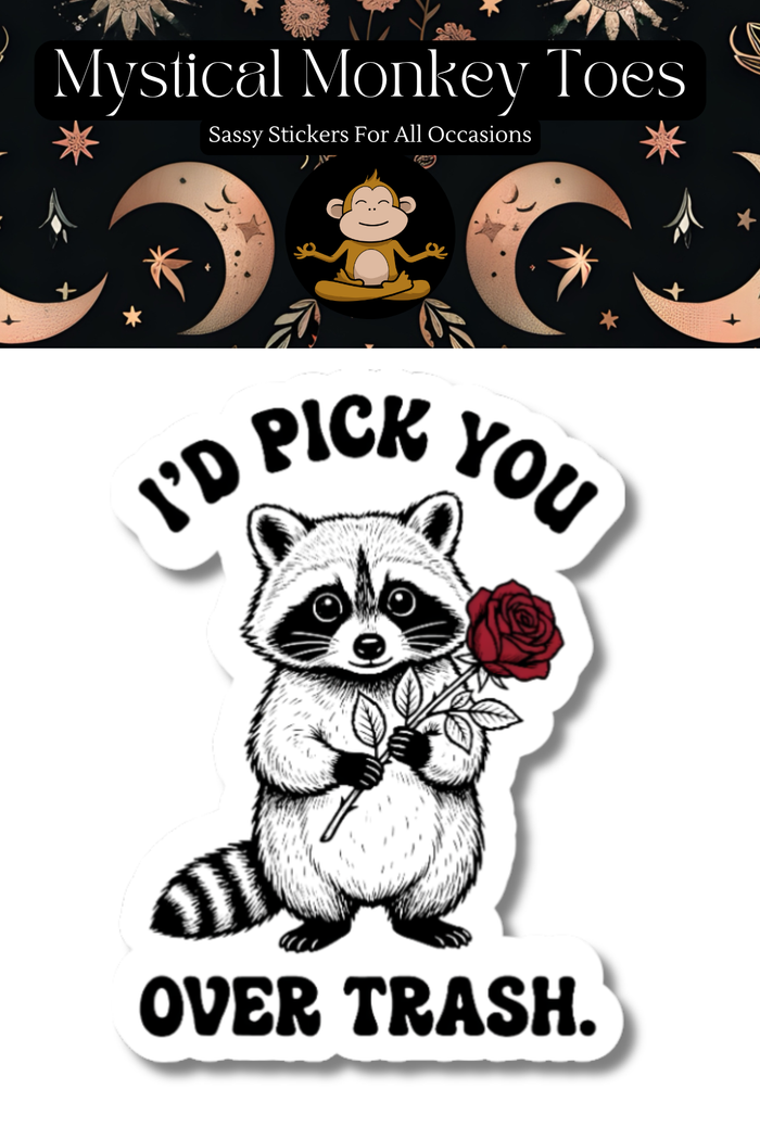Funny I'd Pick You Over Trash Vinyl Sticker