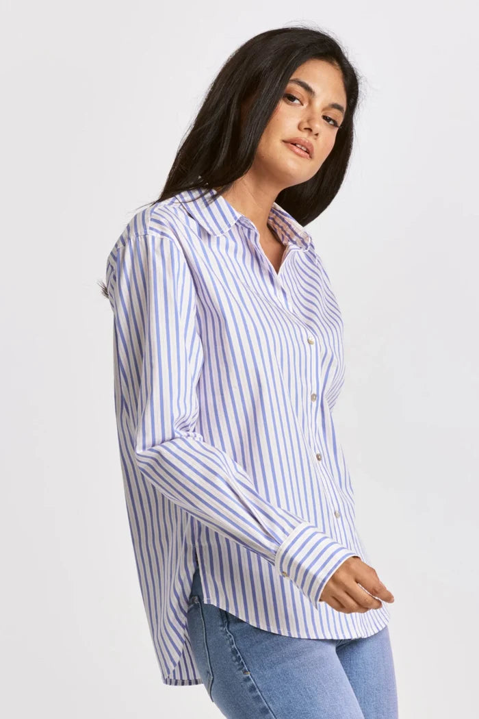 GAIA BUTTON DOWN SHIRT BLUE COCKTAIL