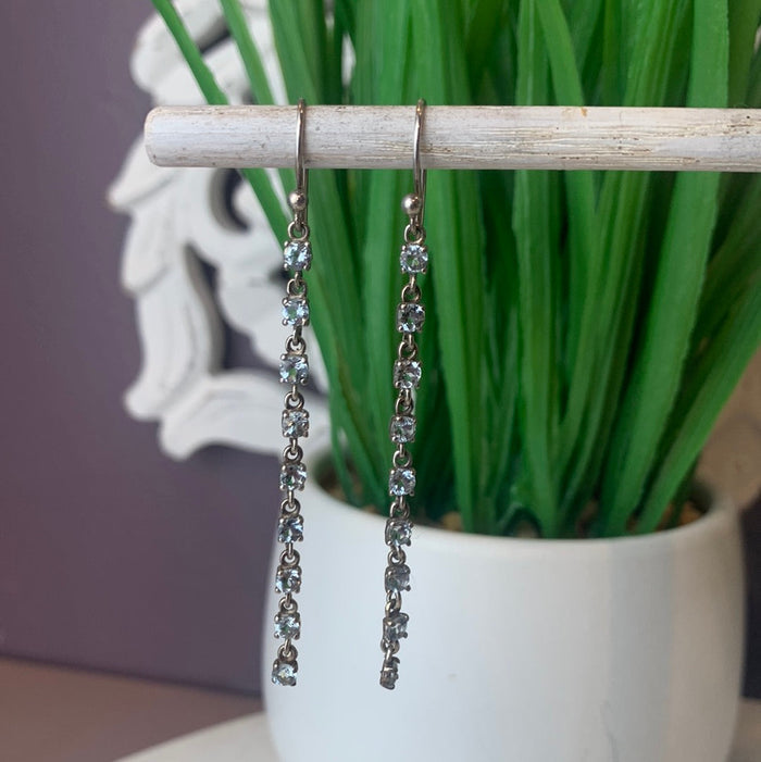 Gemstone Faceted Strand sterling silver Dangle Earrings (2-3”)