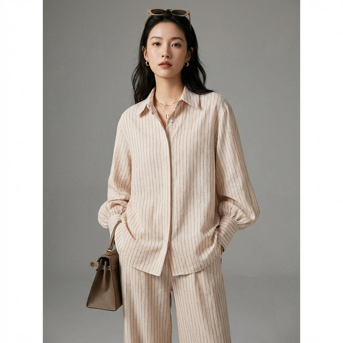 Ensemble satin imprimé géométrique femme - Blouse ample et pantalon large K-fashion - Taille XS