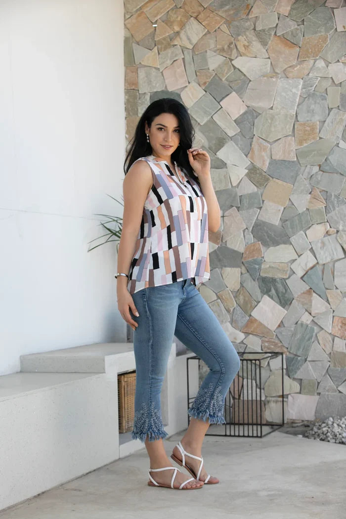 Geometric Top w/ Zipper