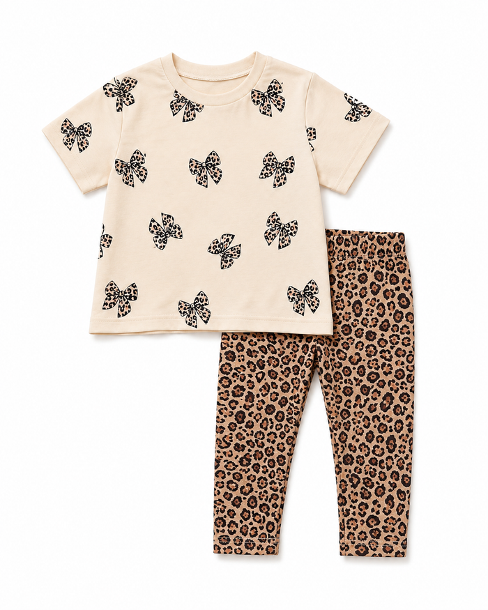Girls Leopard Bow Top and Leggings Set – SHEIN Fast Delivery in 5 Days