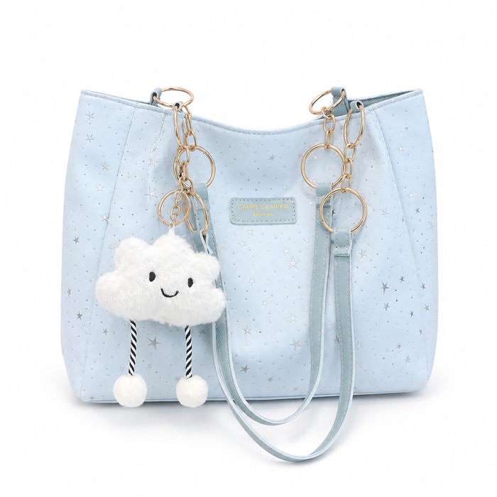 Girls Light Blue Tote Bag with Cloud Charm – SHEIN Fast Delivery in 5 Days