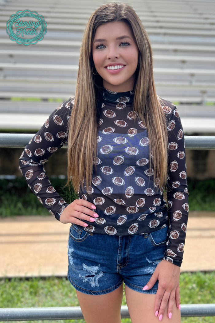 Girls Of Fall Football Mesh Top