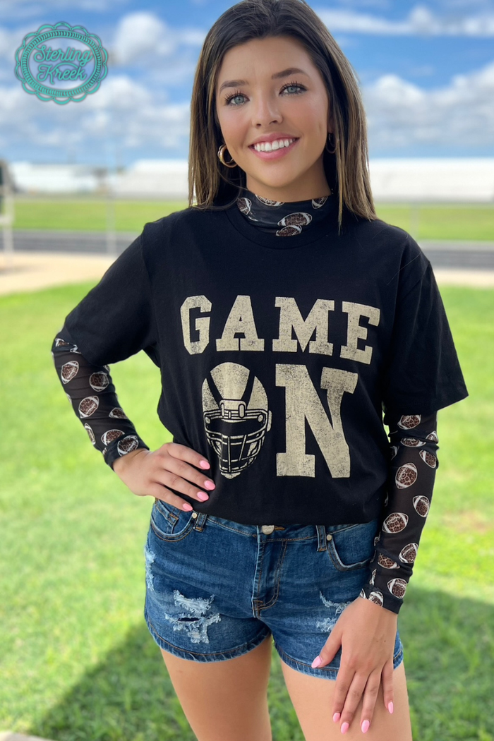 Girls Of Fall Football Mesh Top