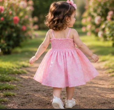 Girls Pink Sleeveless Bow Dress with Flared Skirt, 6–9 Months
