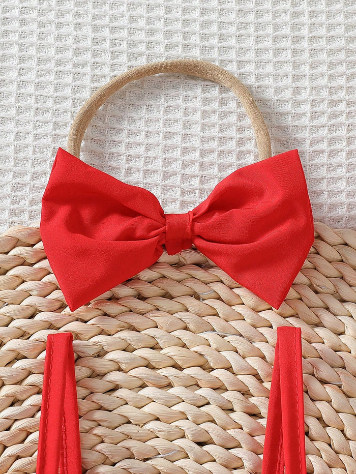 Girls Red Ruffle Top & Heart Denim Shorts Set