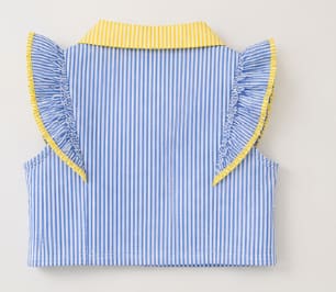 Girls Striped Ruffle Sleeve Blouse with Matching Bow Headband – Summer Cute Outfit Top