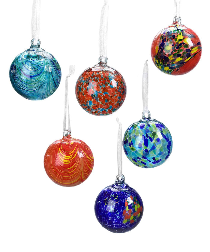 Glass Ornament Ball, 6 Asst.