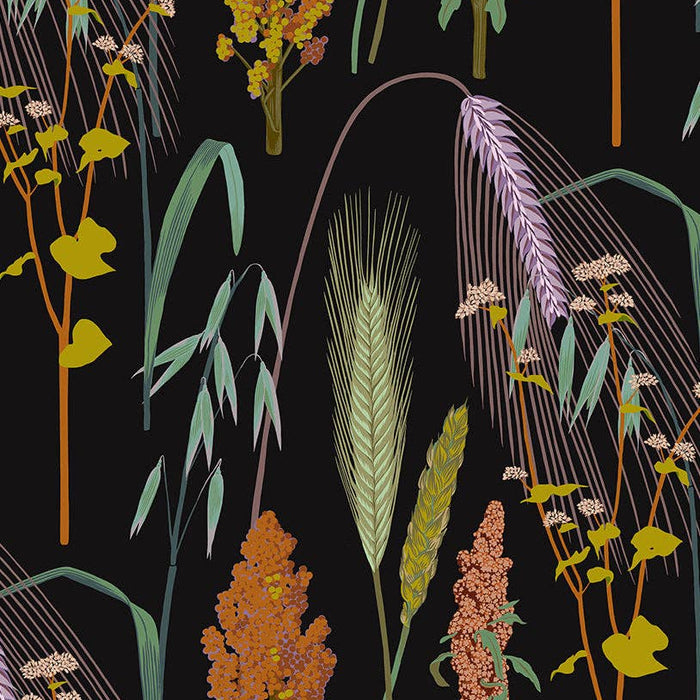 Colorful floral pattern on a black background